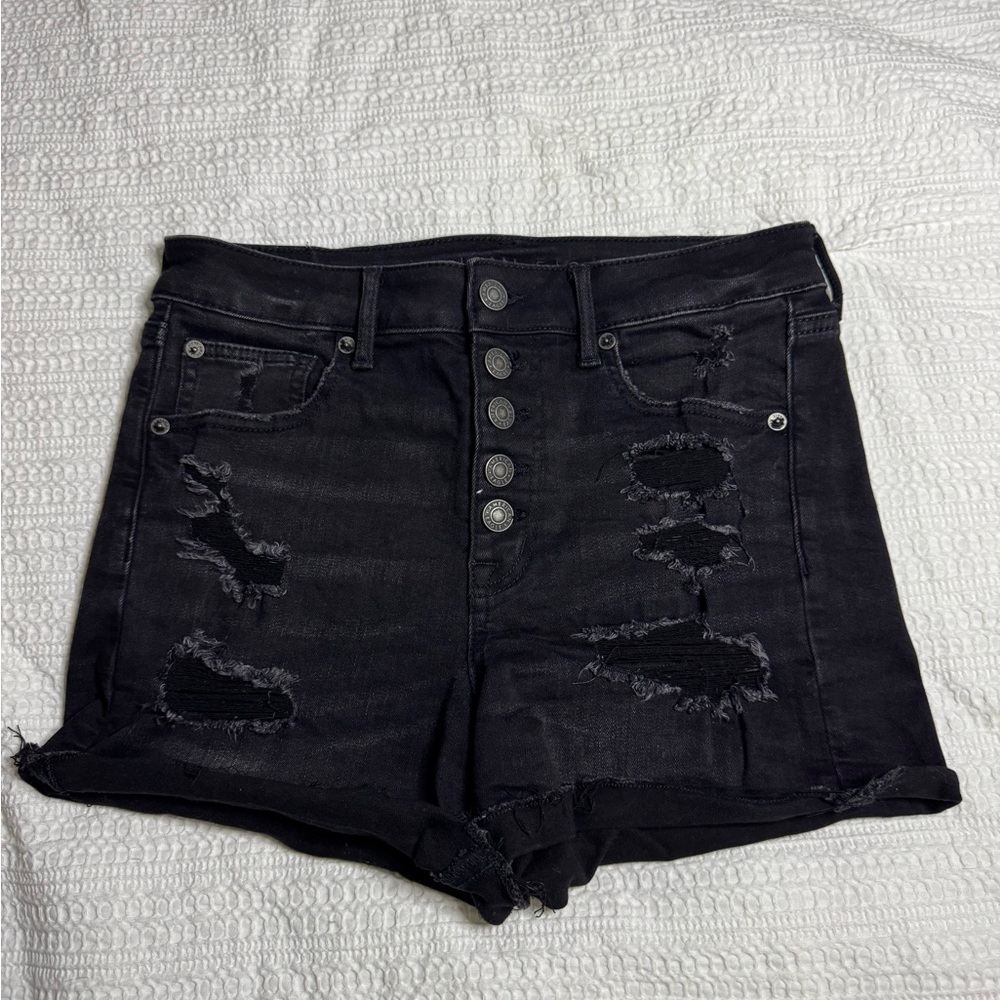 American Eagle Black Distressed Jean Shorts